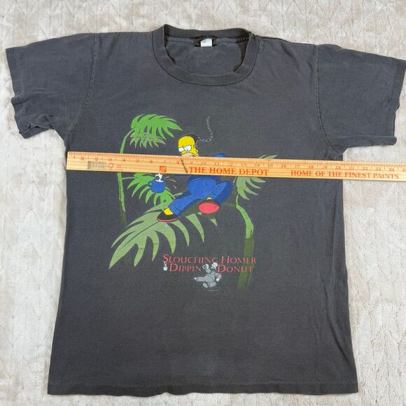 Vintage Homer Simpson T Shirt Adult M “Slouching Homer Dippin' Donut" - Picture 8 of 9
